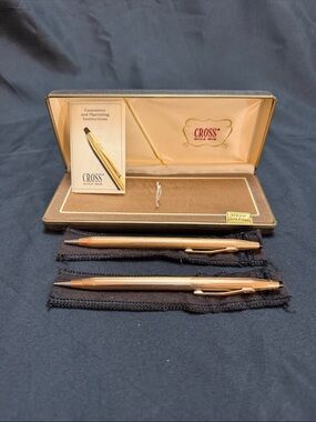 Vintage 80s Cross 14k Gold Filled Pen/Pencil Set.
